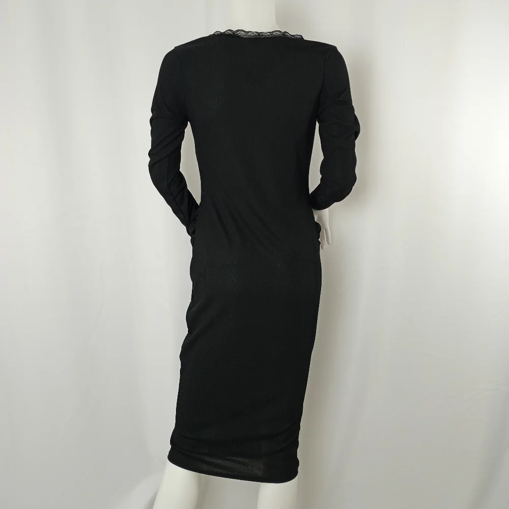 Boohoo Maternity V-Neck Lace Trim Midi Dress NWT - Picture 6 of 10
